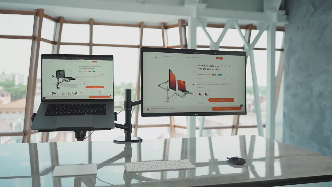 Alberenz® ramię do monitora laptopa z sprężyną gazową czarne
