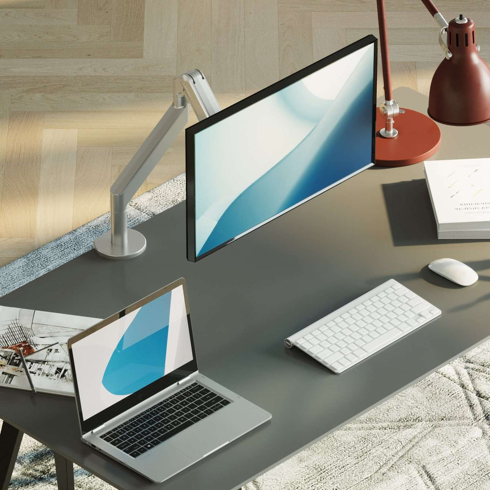 Alberenz® pojedyncze ramię do monitora z gazową sprężyną, srebrne